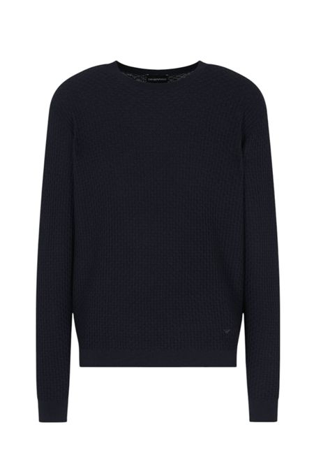 Virgin wool sweater with raised jacquard pattern EMPORIO ARMANI | sweaters | EM002196 AF13851FB057